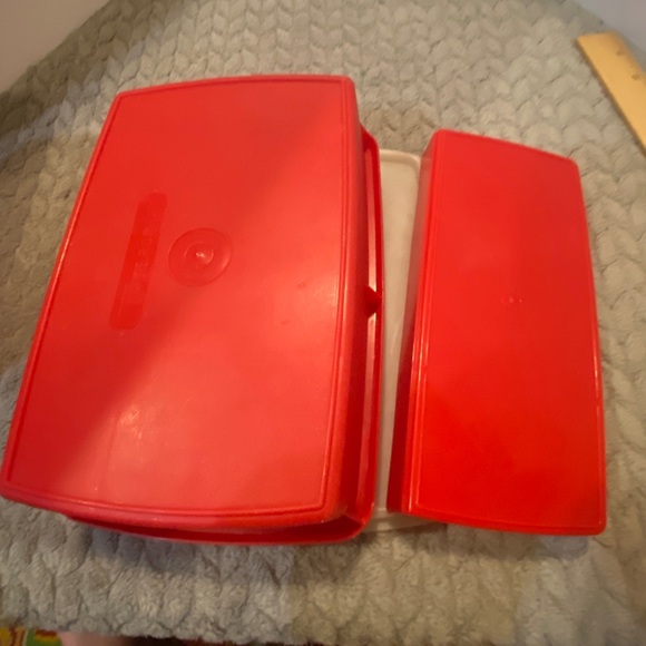 Vintage Tupperware Stow n Go 3 piece rectangle organizer in red and white - Picture 5 of 10